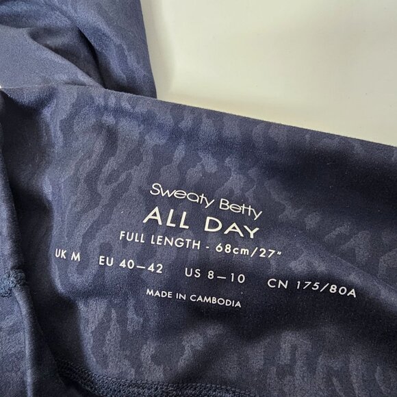 Sweaty Betty 8 10 All Day Full Length Leggings Blue Animal Print Soft Yoga Gym - Picture 5 of 6